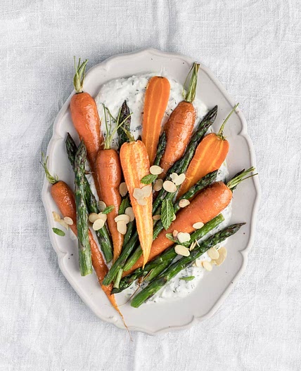 Roasted carrots and asparagus