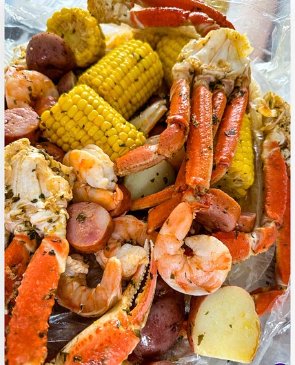 Seafood Boil in a bag with garlic butter