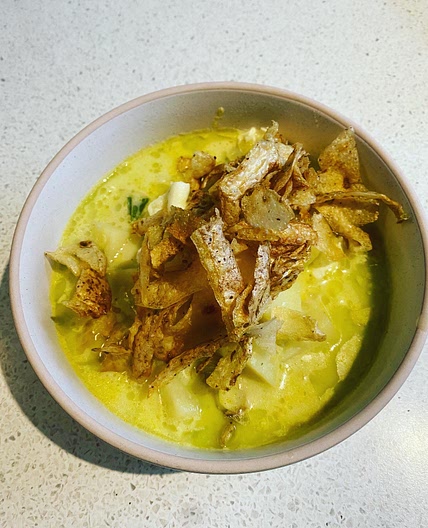 Leek and Potato Soup with Crispy Potato Skins - Andean Style