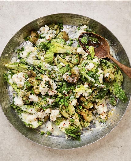 Spring salad with buttermilk feta dressing