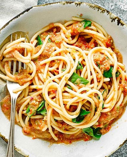 Gazpacho sauce spaghetti