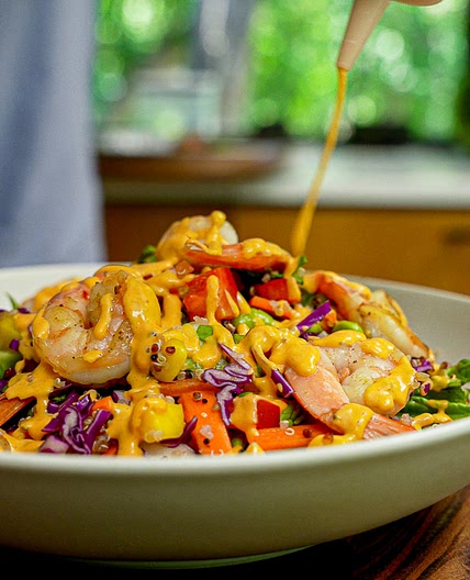 Red Curry Mango Grain Bowl with Shrimp - Fit Men Cook