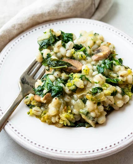 Kale Mushroom Casserole with Pearl Barley
