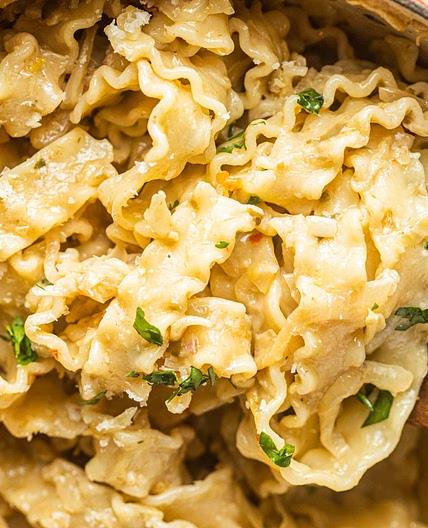 Mafaldine Pasta with Spicy Caramelized Cabbage Recipe