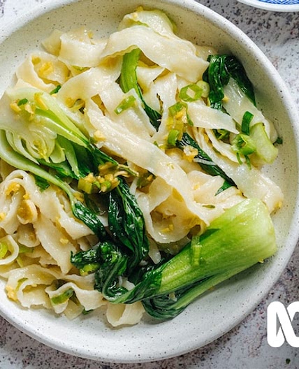 Hetty McKinnon's ginger and scallion oil noodles with baby bok c