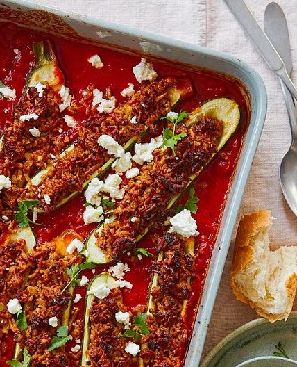 Harissa lamb-stuffed courgettes