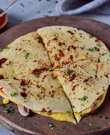 Vegan quesadillas with black beans