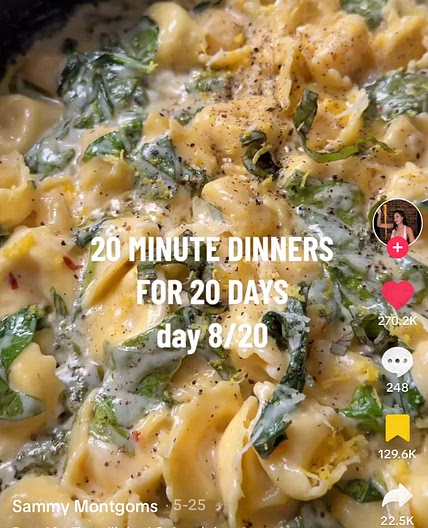 Tortellini w/ spinach lemon cream sauce