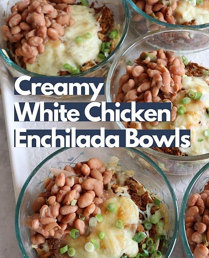 Creamy White Chicken Enchilada Bowls