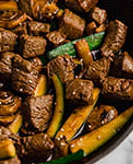 Hibachi Steak Bites with Zucchini and Mushrooms