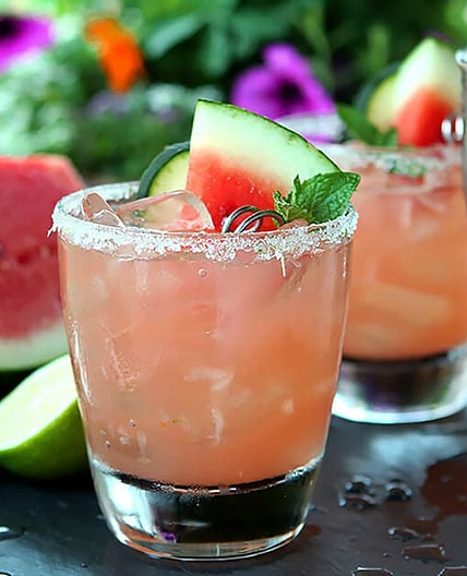 Watermelon Cucumber and Lime Cocktail