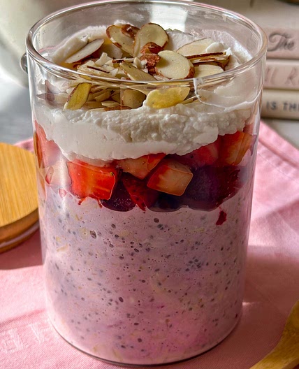 Vegan and Gluten-Free Strawberry Shortcake Overnight Oats