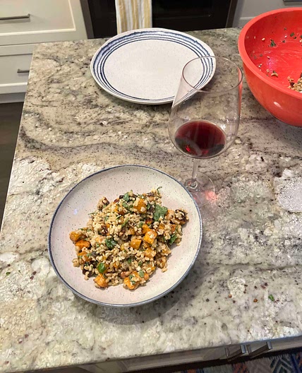 Freekeh Salad with Butternut Squash, Walnuts, and Raisins