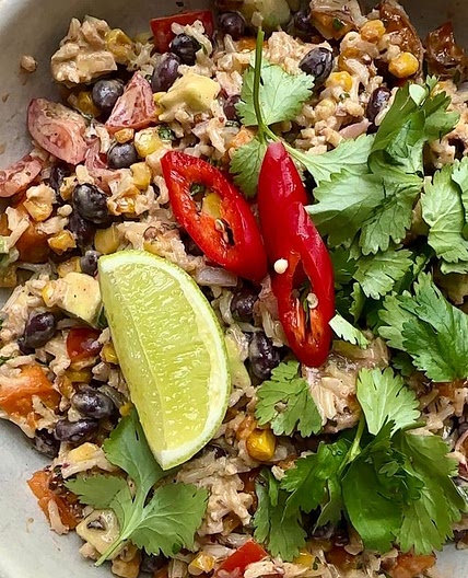 One for the meal prep gang; a naked burrito bowl loaded with ric
