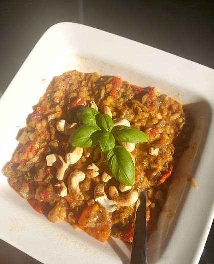 Tomato lentil risotto