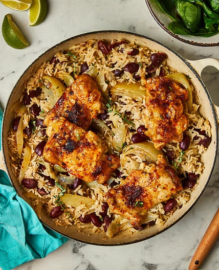 One-Pot Caribbean-Style Spiced Chicken, Rice & Peas