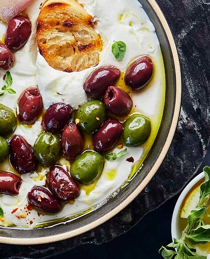 Whipped Feta Recipe with Roasted Olives