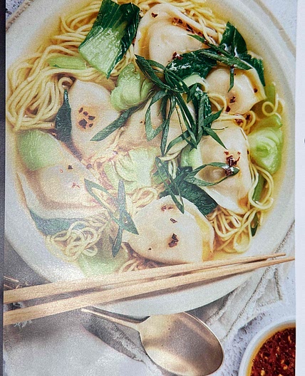 Chicken dumpling noodle soup