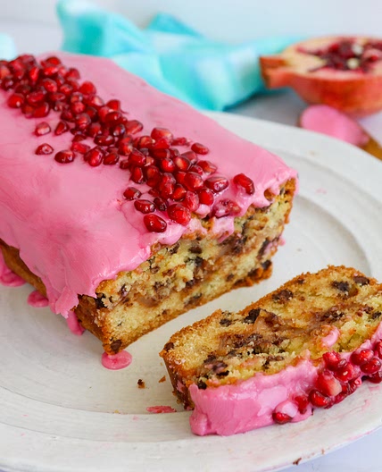 Chocolate Chip Apple Cake With Pomegranate Glaze