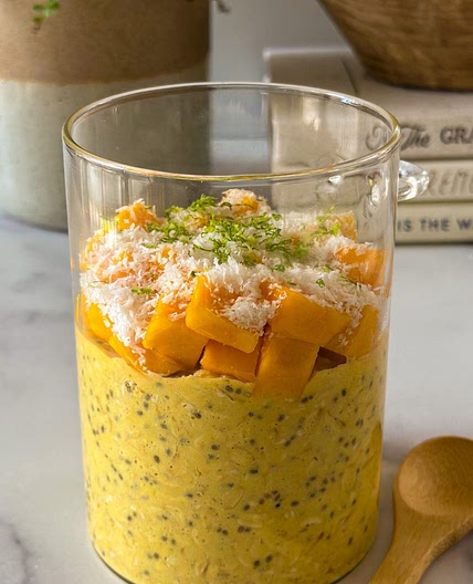 Vibrant Mango Lime Chia Seed Overnight Oats (Vegan & Gluten Free Breakfast)