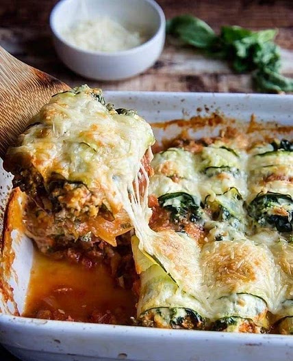 Zucchini spinich manicotti
