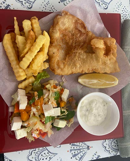 Beer battered Dory, Anyhow salad 