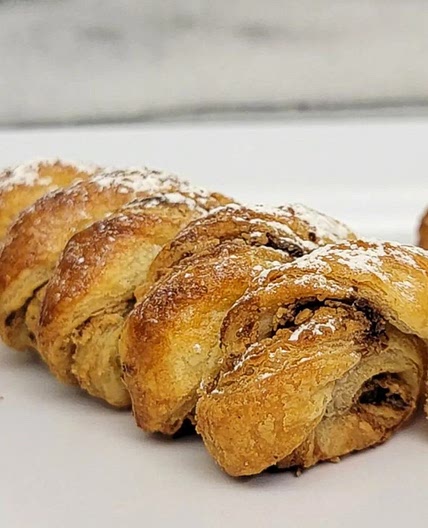 Chocolate and Peanut Butter Twists with Puff Pastry