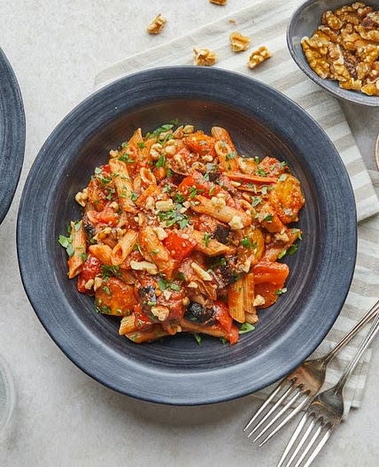 Roasted Aubergine & Pepper Pasta