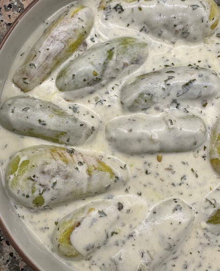 Koosa Bil Laban (Stuffed Zucchini in Yogurt Stew)