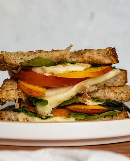 Peach Caprese Sandwich Grilled Cheese