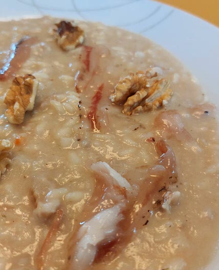 Risotto - Pecorino and cauliflower cream with lard and walnuts