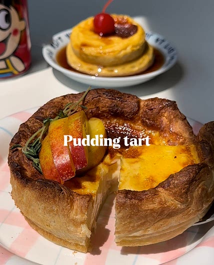 Pudding tart ( +Taiwanese milk drink)