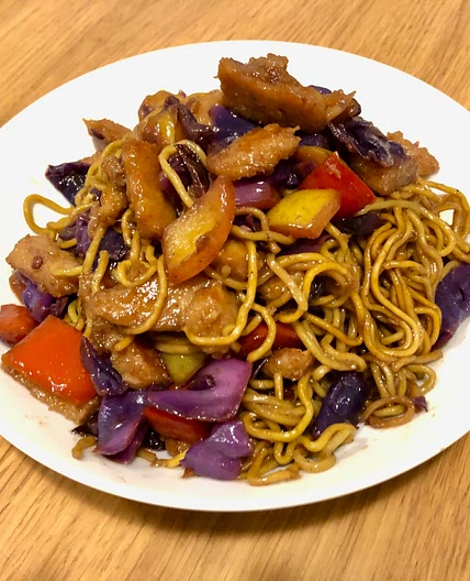 96. Honey Soy Glazed “Chicken” and Noodles