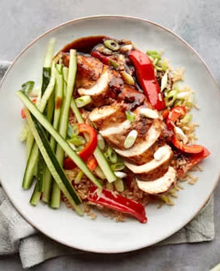 Five-spice Chicken with Tamari Glaze & Brown Rice 