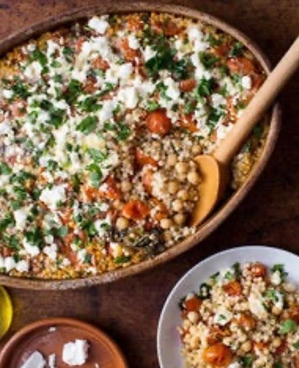 Pearl Couscous With Creamy Feta and Chickpeas