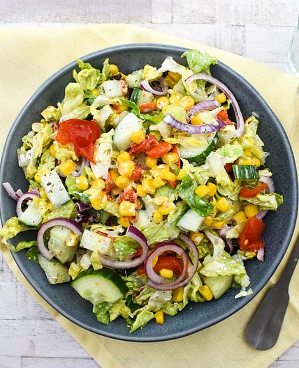 Vegan Grinder Salad with Corn
