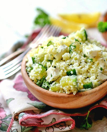 Cucumber Lemon Feta Cheese Couscous Salad