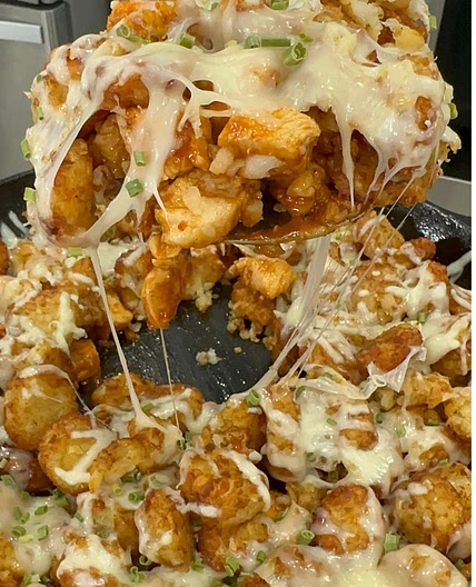 BBQ Buffalo Chicken Tator Tot Skillet 