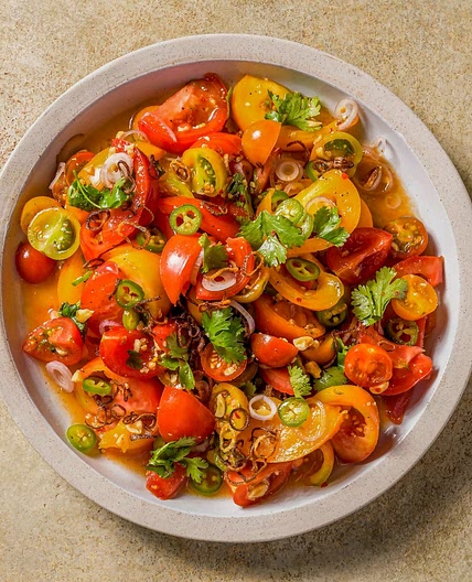 Burmese Tomato Salad w/ Shallots & Peanuts