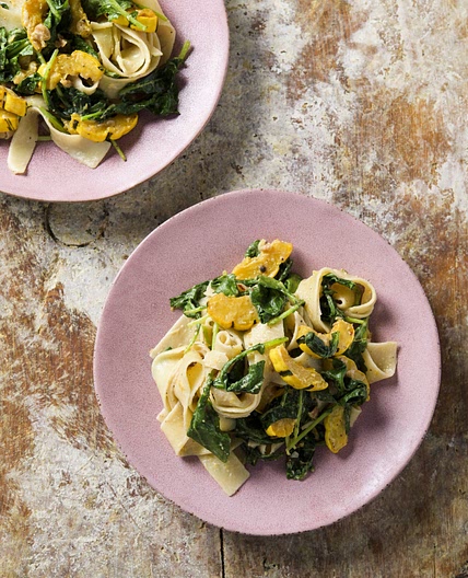 Pasta W/ Squash, Kale & Goat Cheese