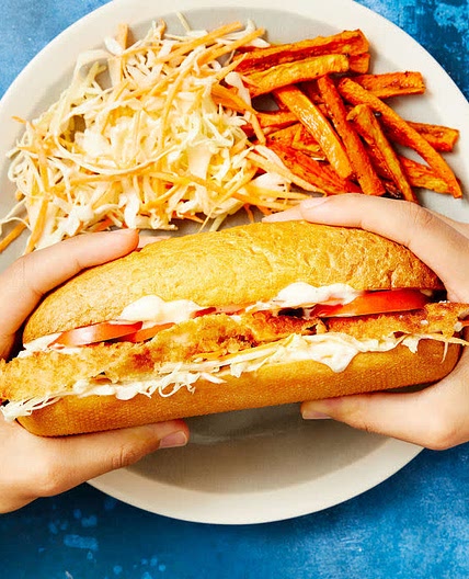 Chicken Schnitty Sub with Crunchy Slaw & Carrot Chips