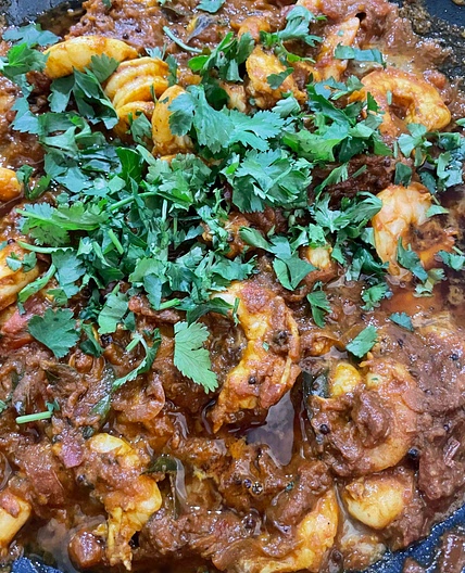 Curry leaf prawns