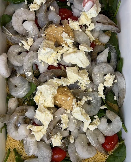 Garlic prawn risoni bake