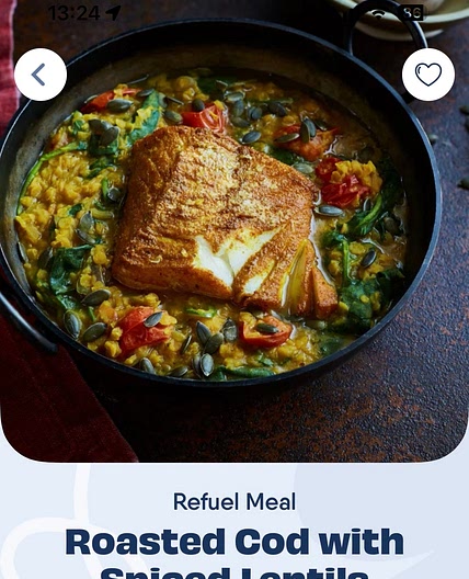 Roasted cod and spiced lentils