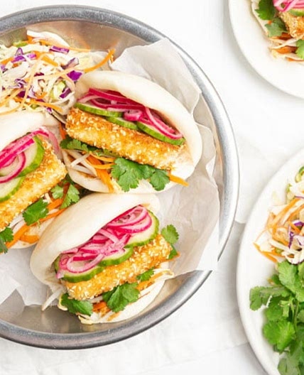 Crispy tofu bao buns