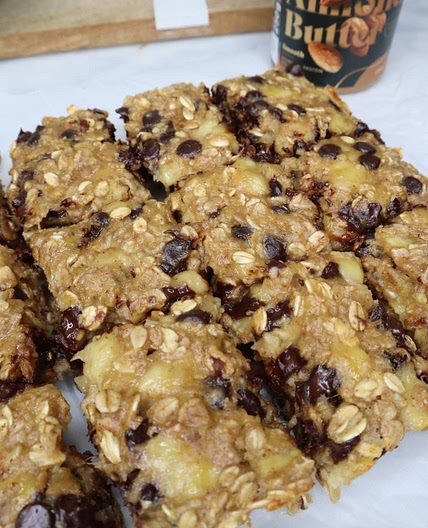 Almond Butter Banana Protein Oat Bars