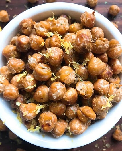 Garlic Lemon Roasted Chickpeas