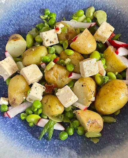 Feta, Spring Beans and Jersey Royal Salad