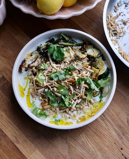 Grated Tofu & Roast Veggies with Zesty Yoghurt