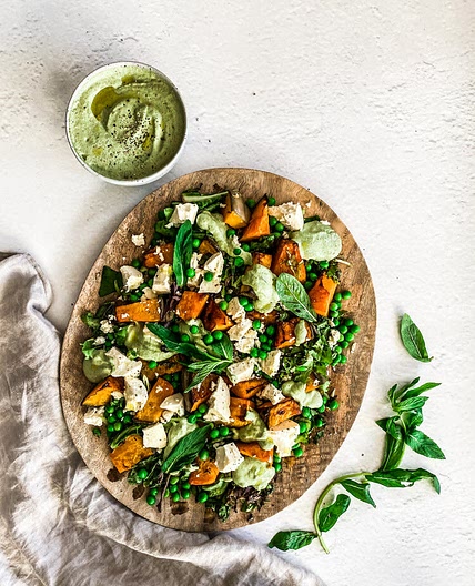 Pumpkin, Pea, Feta & Mint Salad